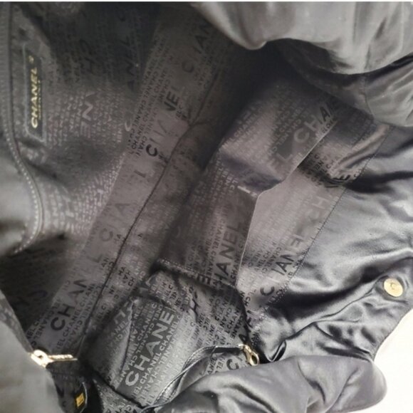 Authentic Chanel Large CC Satin Hobo Bag Black and Gold Chain - Picture 13 of 14